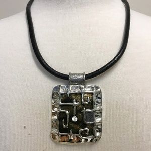 Vintage Leather Cord Necklace and Earring Set NWOT